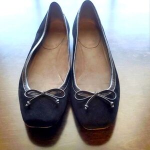 Stuart Weitzman Black Ballet Flats with Bow
